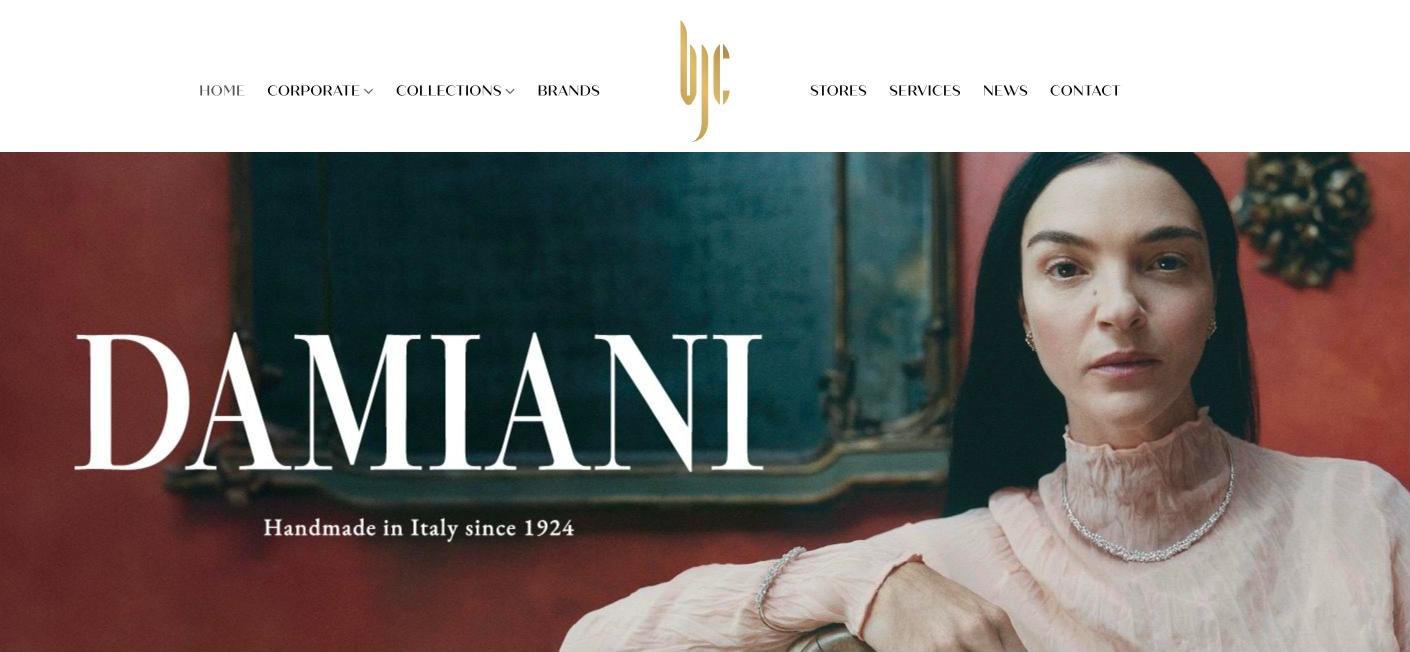 Bahrain Jewellery Centre homepage with a Damiani campaign banner