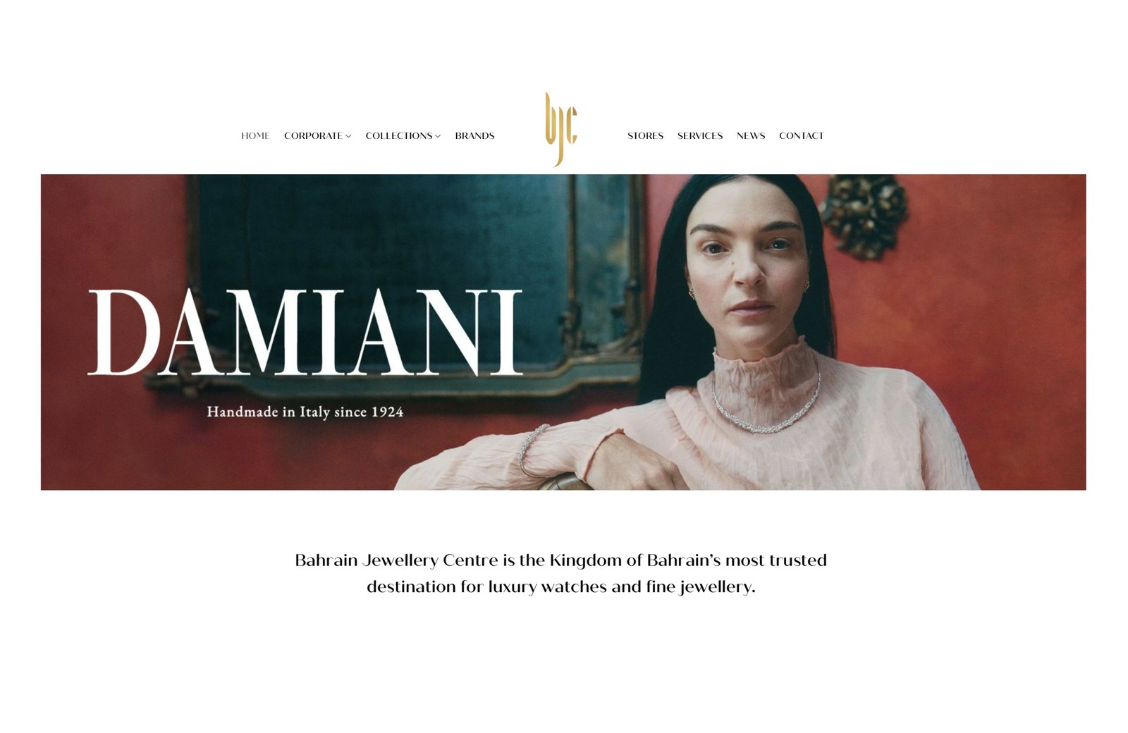 Bahrain Jewellery Centre website homepage