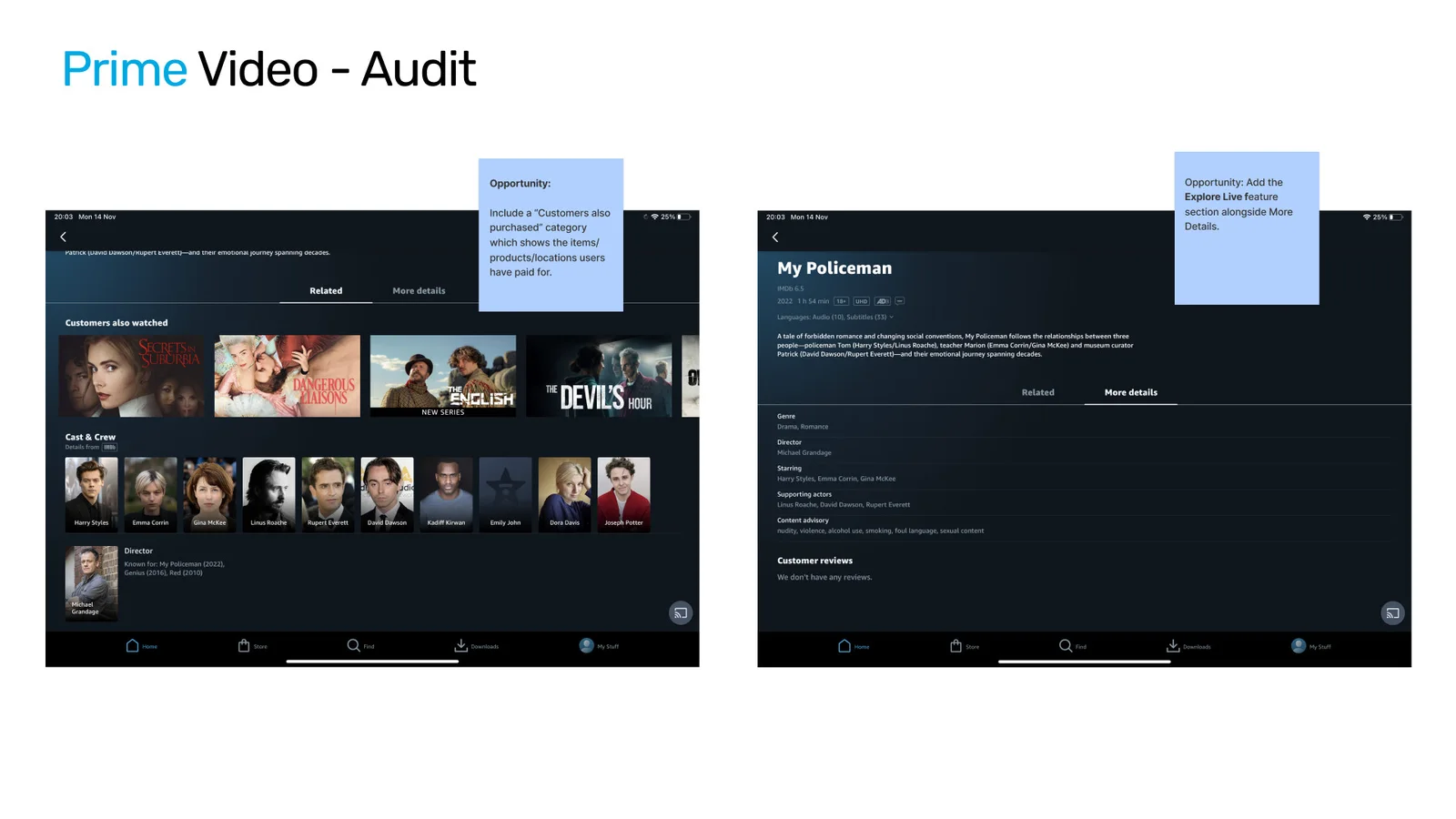 Amazon Prime Video app audit screen 4