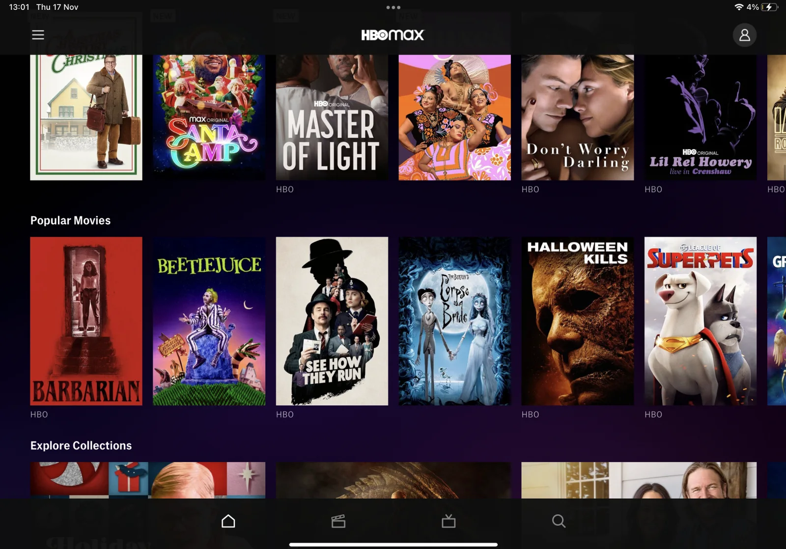 HBO Max competitor screen