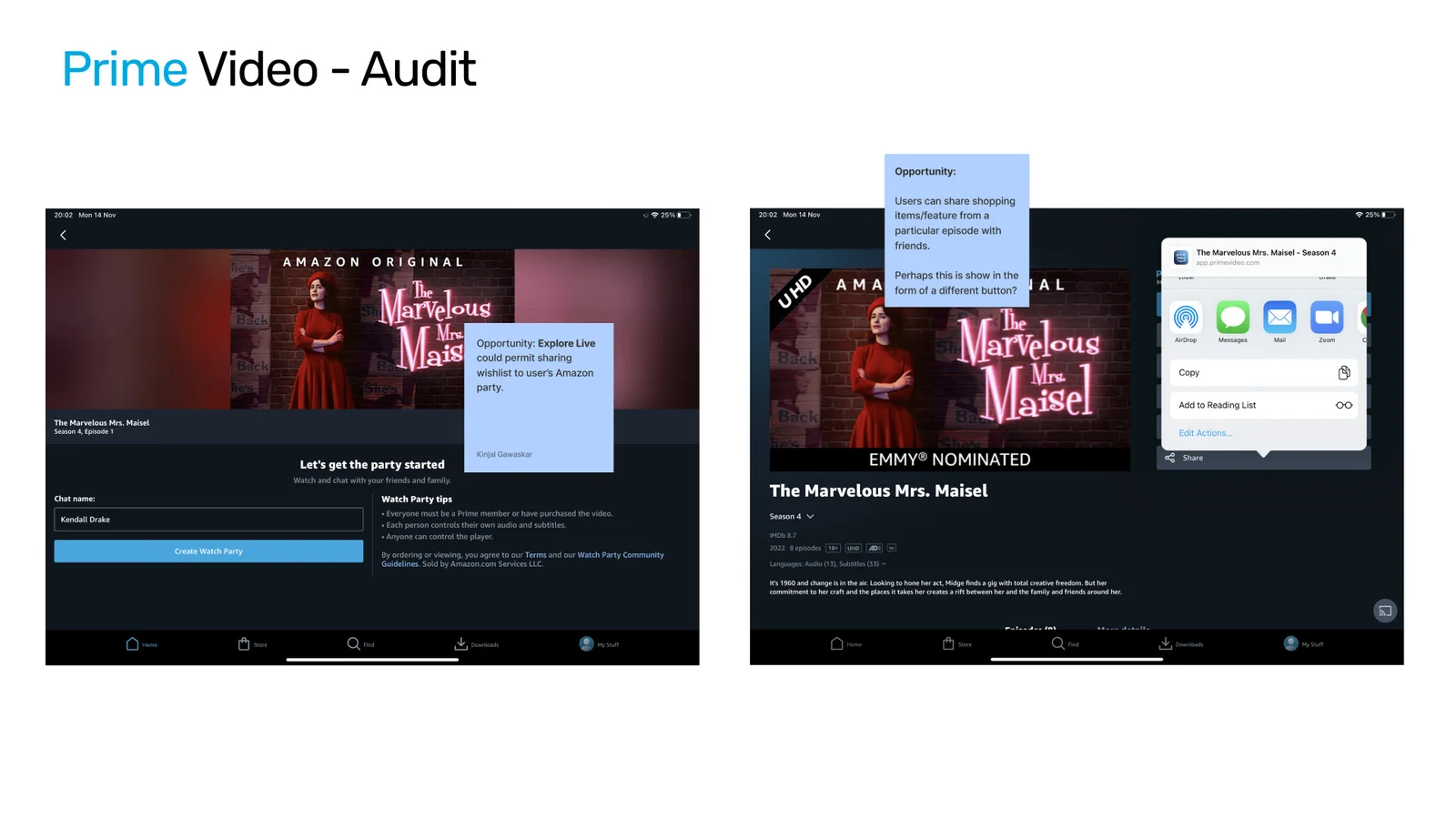 Amazon Prime Video app audit screen 5