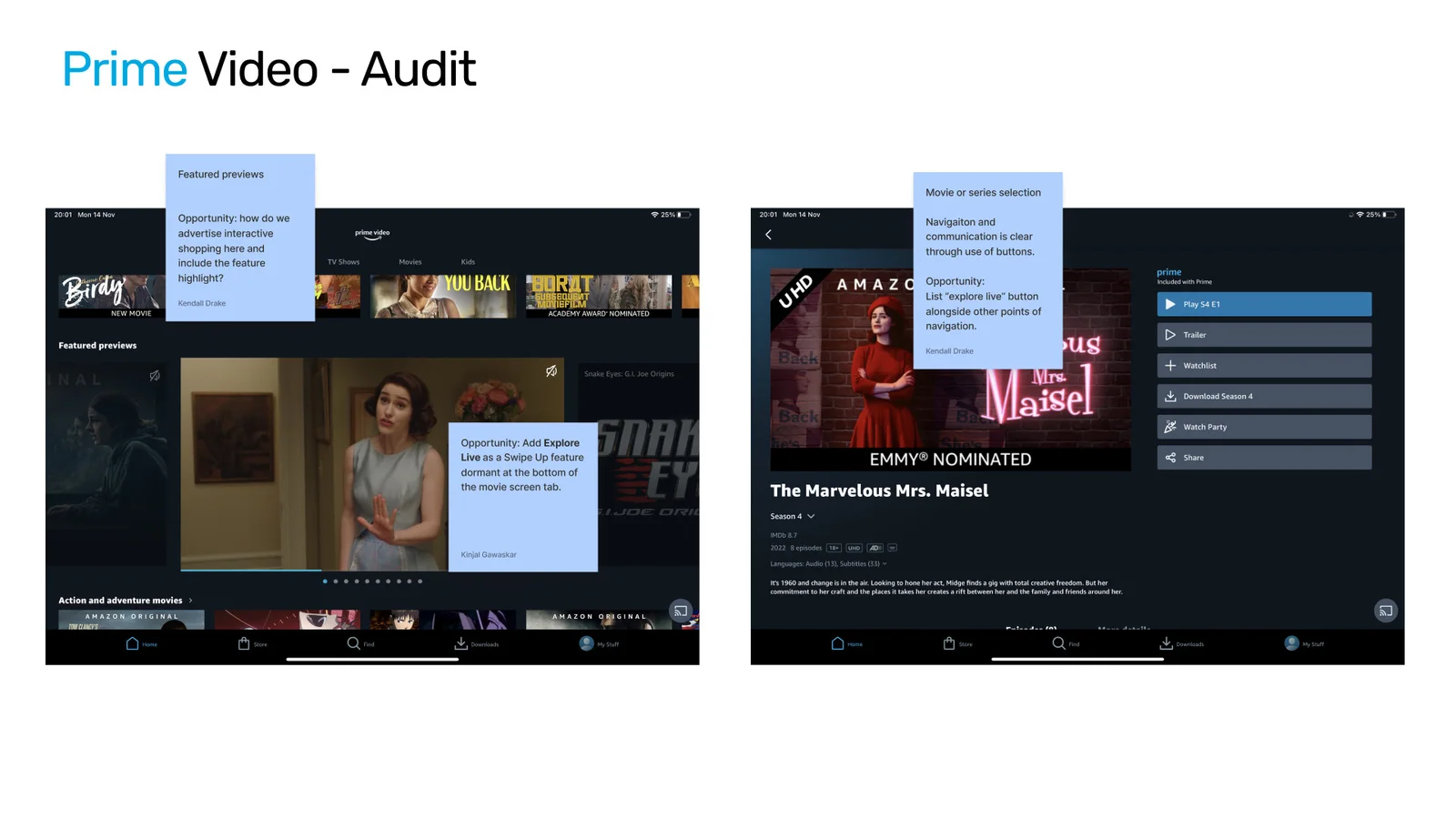 Amazon Prime Video app audit screen 6