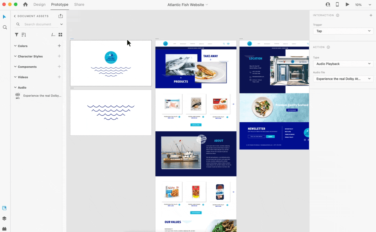 Atlantic Fish retail website animation