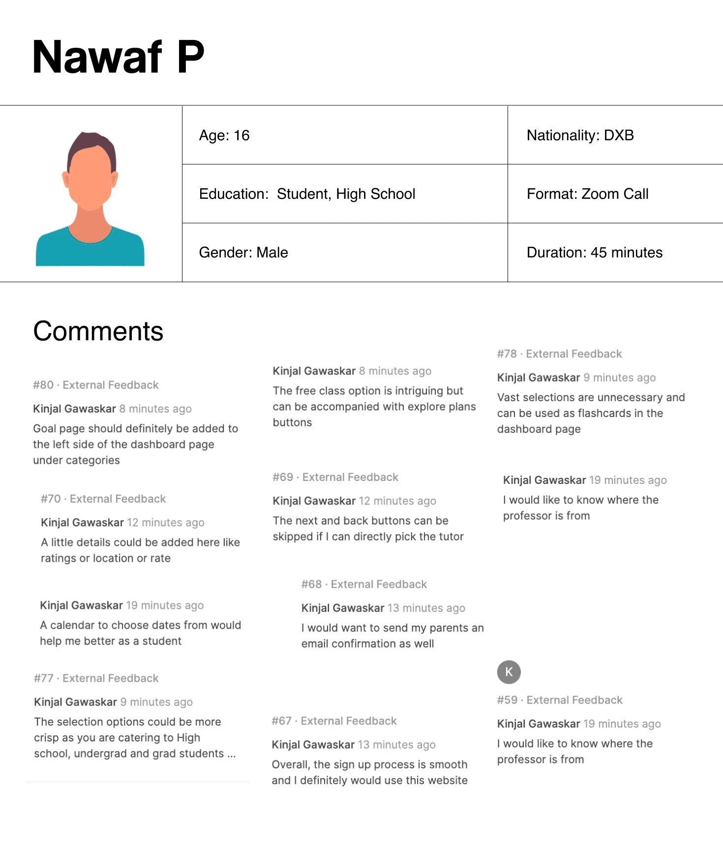 User interview notes 2